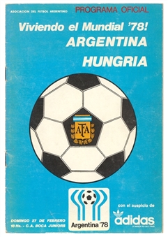 February 27th, 1977 Argentina vs. Hungary Complete Game Program (Maradonas First Argentina Match)